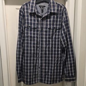 21men Blue Plaid Shirt